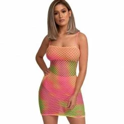 Streetgarm Neon Fishnet Dress - Pink