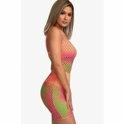Streetgarm Neon Fishnet Dress - Pink