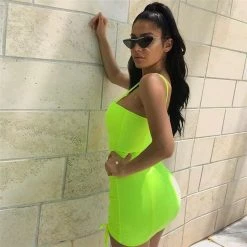 Wholesale 🤩 Streetgarm NEW Neon Ruched Strappy Mini 👗 Dress 🔥 21 Streetgarm NEW Neon Ruched Strappy Mini Dress