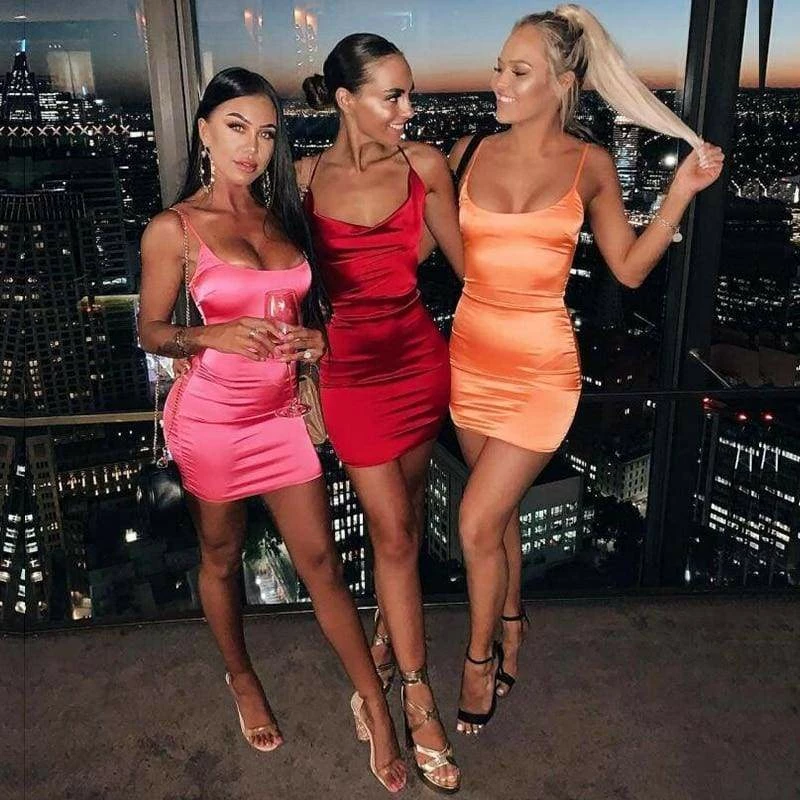 Cheap ⭐ Streetgarm NEW Neon Satin Mini 👗 Dress 🔔 4 Streetgarm NEW Neon Satin Mini Dress