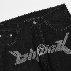 Streetgarm OhFuck Y2K Silver Print Denim Jeans NEW