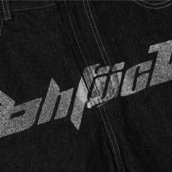 Streetgarm OhFuck Y2K Silver Print Denim Jeans NEW