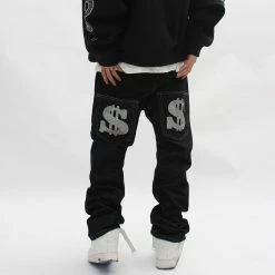 Streetgarm OhFuck Y2K Silver Print Denim Jeans NEW