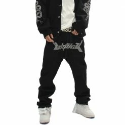 Streetgarm OhFuck Y2K Silver Print Denim Jeans NEW