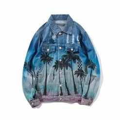 Brand new โ Streetgarm SALE Palm Tree Denim Jacket ๐ 26 Streetgarm SALE Palm Tree Denim Jacket
