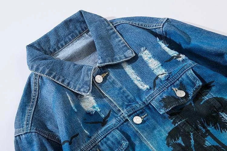 Brand new โ Streetgarm SALE Palm Tree Denim Jacket ๐ 6 Streetgarm SALE Palm Tree Denim Jacket