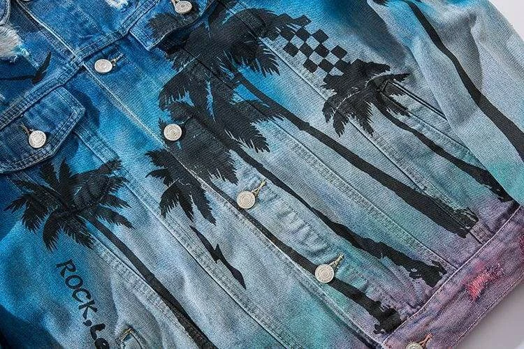 Brand new โ Streetgarm SALE Palm Tree Denim Jacket ๐ 11 Streetgarm SALE Palm Tree Denim Jacket