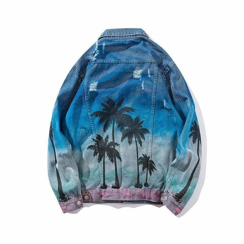 Brand new โ Streetgarm SALE Palm Tree Denim Jacket ๐ 4 Streetgarm SALE Palm Tree Denim Jacket