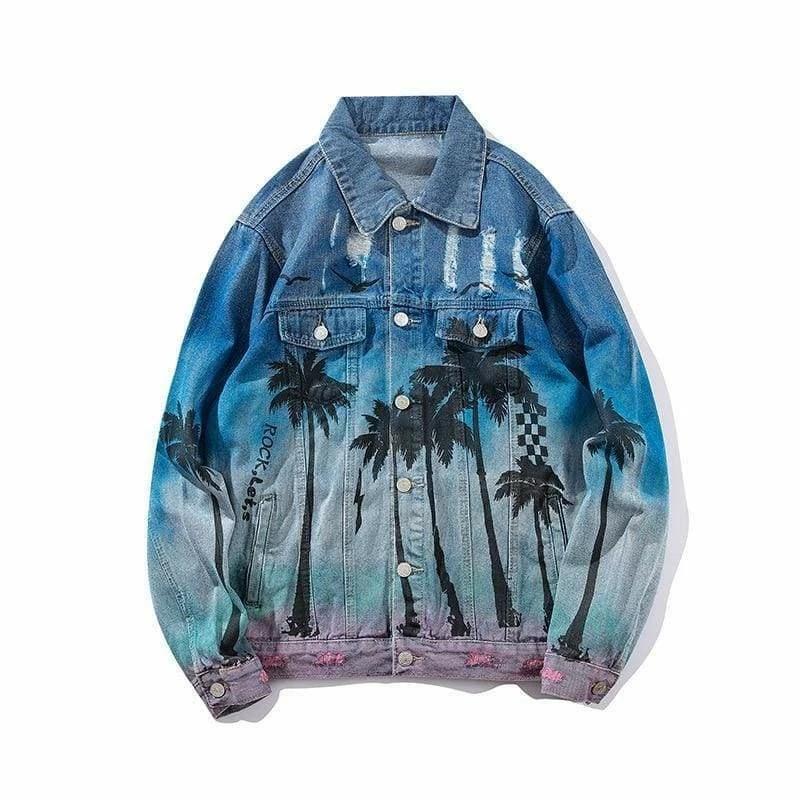 Brand new โ Streetgarm SALE Palm Tree Denim Jacket ๐ 3 Streetgarm SALE Palm Tree Denim Jacket
