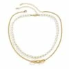 Cheapest ⌛ Streetgarm Pearl Necklace Link Chain Set 🌟 1 Streetgarm Pearl Necklace Link Chain Set