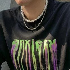 Streetgarm NEW Pearl Necklace Rhinestone Chain Set