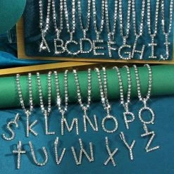 Streetgarm Personalised Diamond Initial Pendant Necklace NEW