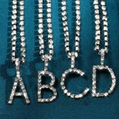 Streetgarm Personalised Diamond Initial Pendant Necklace NEW
