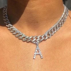 Streetgarm Personalised Diamond Initial Pendant Necklace NEW
