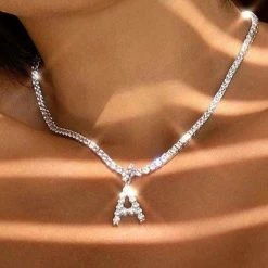 Streetgarm Personalised Diamond Initial Pendant Necklace NEW