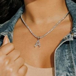 Streetgarm Personalised Diamond Initial Pendant Necklace NEW