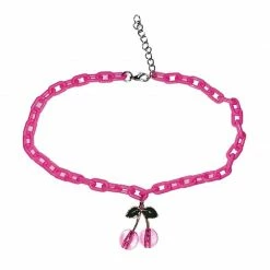 Streetgarm Pink Cherry Acrylic Chain Necklace