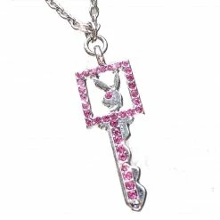 Streetgarm NEW Pink Crystal Playboy Bunny Key Necklace