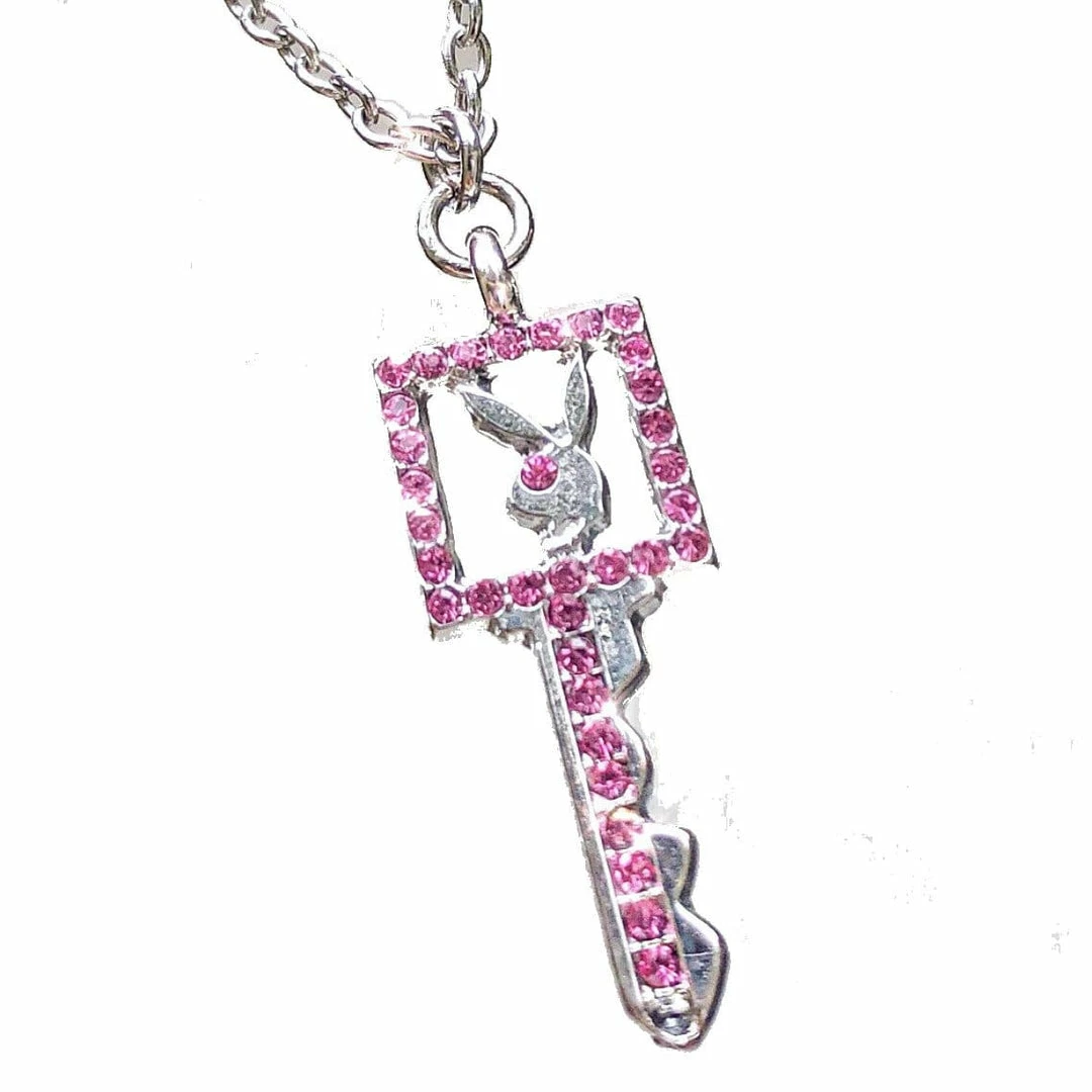 Best Pirce ๐ Streetgarm NEW Pink Crystal Playboy Bunny Key Necklace ๐ 3 Streetgarm NEW Pink Crystal Playboy Bunny Key Necklace