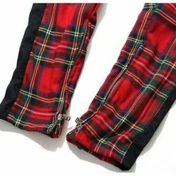 Streetgarm Plaid Side Zipper Track Joggers