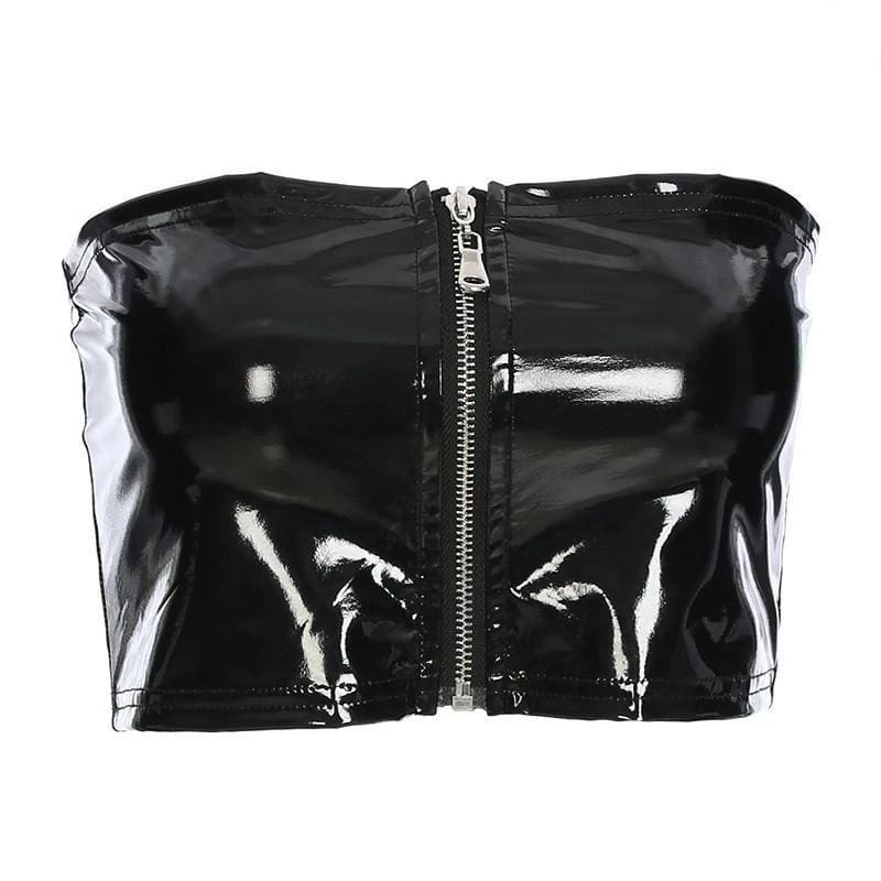 Best Sale 🌟 Streetgarm NEW PVC Zipped Tube Top 🤩 3 Streetgarm NEW PVC Zipped Tube Top