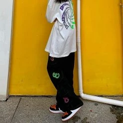 Streetgarm Retro Letter Print Straight Cargo Pants NEW