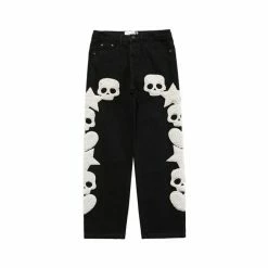 Streetgarm Skull And Five Stars Embroidered Jeans