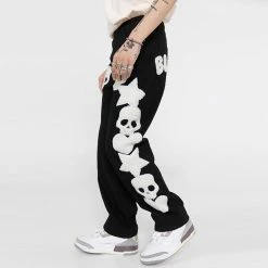 Streetgarm Skull And Five Stars Embroidered Jeans