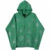 Streetgarm Unknown Cross Rhinestone Hoodie - Green NEW