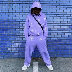 Cheapest 😍 Streetgarm Unknown Cross Rhinestone Hoodie - Purple NEW 👍 6 Streetgarm Unknown Cross Rhinestone Hoodie - Purple NEW