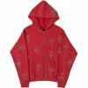 Streetgarm Unknown Cross Rhinestone Hoodie - Red NEW