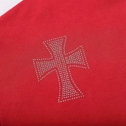 Streetgarm Unknown Cross Rhinestone Hoodie - Red NEW