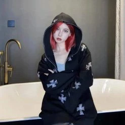 Streetgarm Unknown Cross Rhinestone Hoodie
