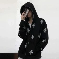 Streetgarm Unknown Cross Rhinestone Hoodie