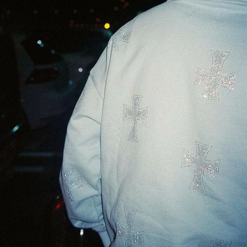 Flash Sale ✔️ Streetgarm Unknown Cross Rhinestone Hoodie - White 🤩 7 Streetgarm Unknown Cross Rhinestone Hoodie - White