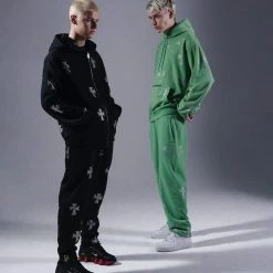 Cheap 😀 Streetgarm Unknown Cross Rhinestone Joggers - Green 🥰 7 Streetgarm Unknown Cross Rhinestone Joggers - Green