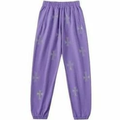 Streetgarm Unknown Cross Rhinestone Joggers - Purple