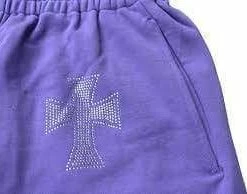 Streetgarm Unknown Cross Rhinestone Joggers - Purple