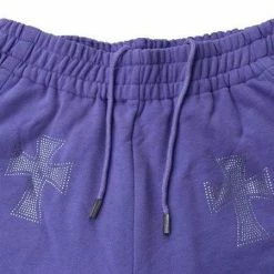 Streetgarm Unknown Cross Rhinestone Joggers - Purple