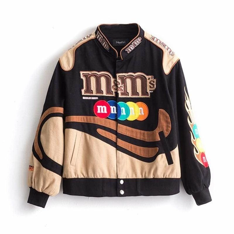 Wholesale 🤩 Streetgarm SALE Vintage M&Ms Racer Jacket 🎉 3 Streetgarm SALE Vintage M&Ms Racer Jacket
