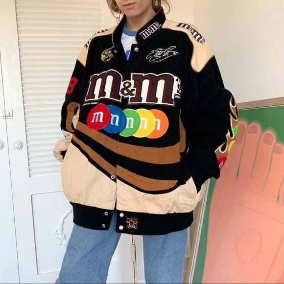 Wholesale 🤩 Streetgarm SALE Vintage M&Ms Racer Jacket 🎉 4 Streetgarm SALE Vintage M&Ms Racer Jacket