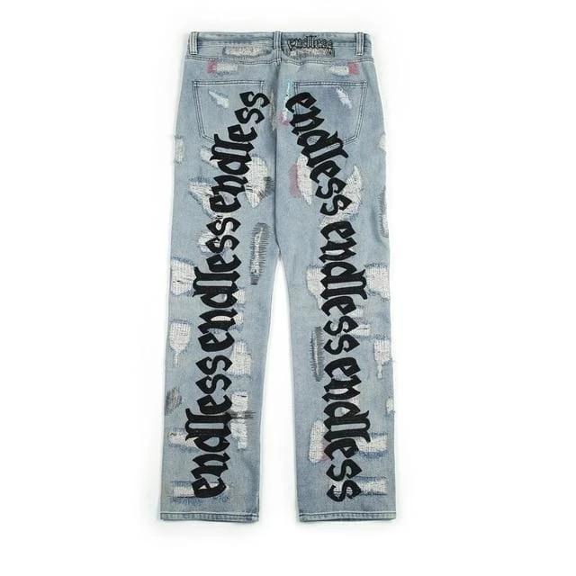 Coupon ๐ Streetgarm Vlone X Endless Distressed Denim ๐ Jeans NEW โค๏ธ 3 Streetgarm Vlone X Endless Distressed Denim Jeans NEW