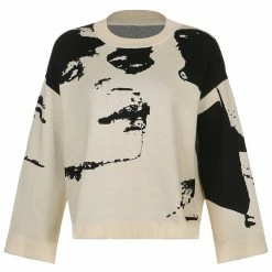 Streetgarm NEW Y2K Abstract Face Jumper