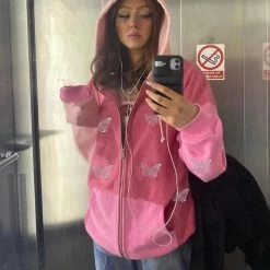 Buy ๐งจ Streetgarm Y2K Butterfly Rhinestone Zip Hoodie ๐ฅ 12 Streetgarm Y2K Butterfly Rhinestone Zip Hoodie
