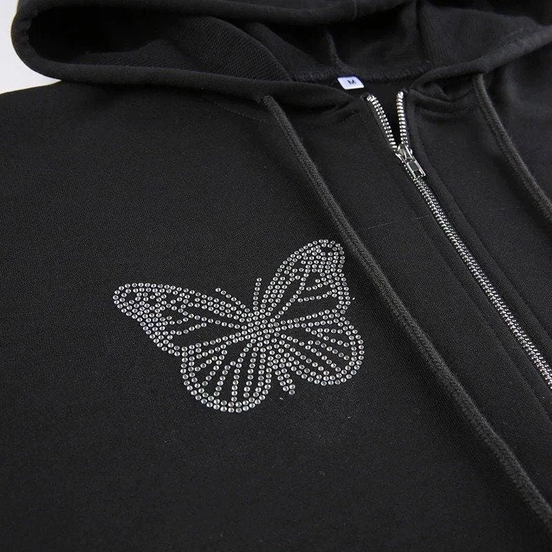 Buy ๐งจ Streetgarm Y2K Butterfly Rhinestone Zip Hoodie ๐ฅ 9 Streetgarm Y2K Butterfly Rhinestone Zip Hoodie