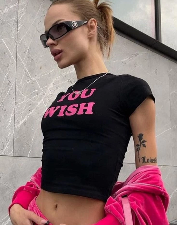 Coupon 🔔 Streetgarm NEW You Wish Y2K Crop Top 🎉 4 Streetgarm NEW You Wish Y2K Crop Top